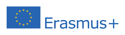 Logo programu Erasmus plus. Na poziomym prostokącie z białym tłem z lewej strony flaga Unii Europejskiej, obok niebieskie - znak plus.